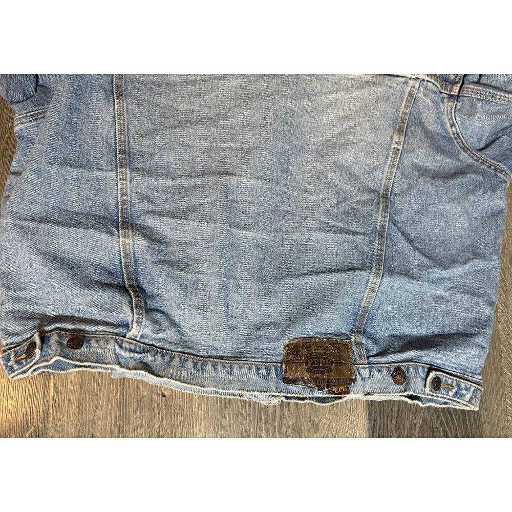 VINTAGE Pepe Jacket Mens XLarge Blue Denim Jean Trucker 90s Y2K Hip Hop Coat - Picture 8 of 8